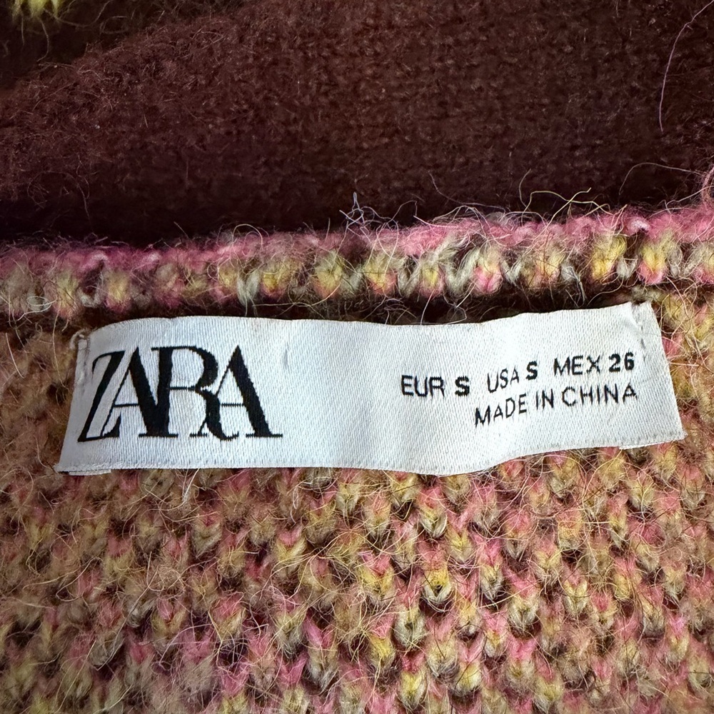 ZARA Oversized Chunky Floral Knit Cardigan Sweater Size Small nbnn - Picture 7 of 9